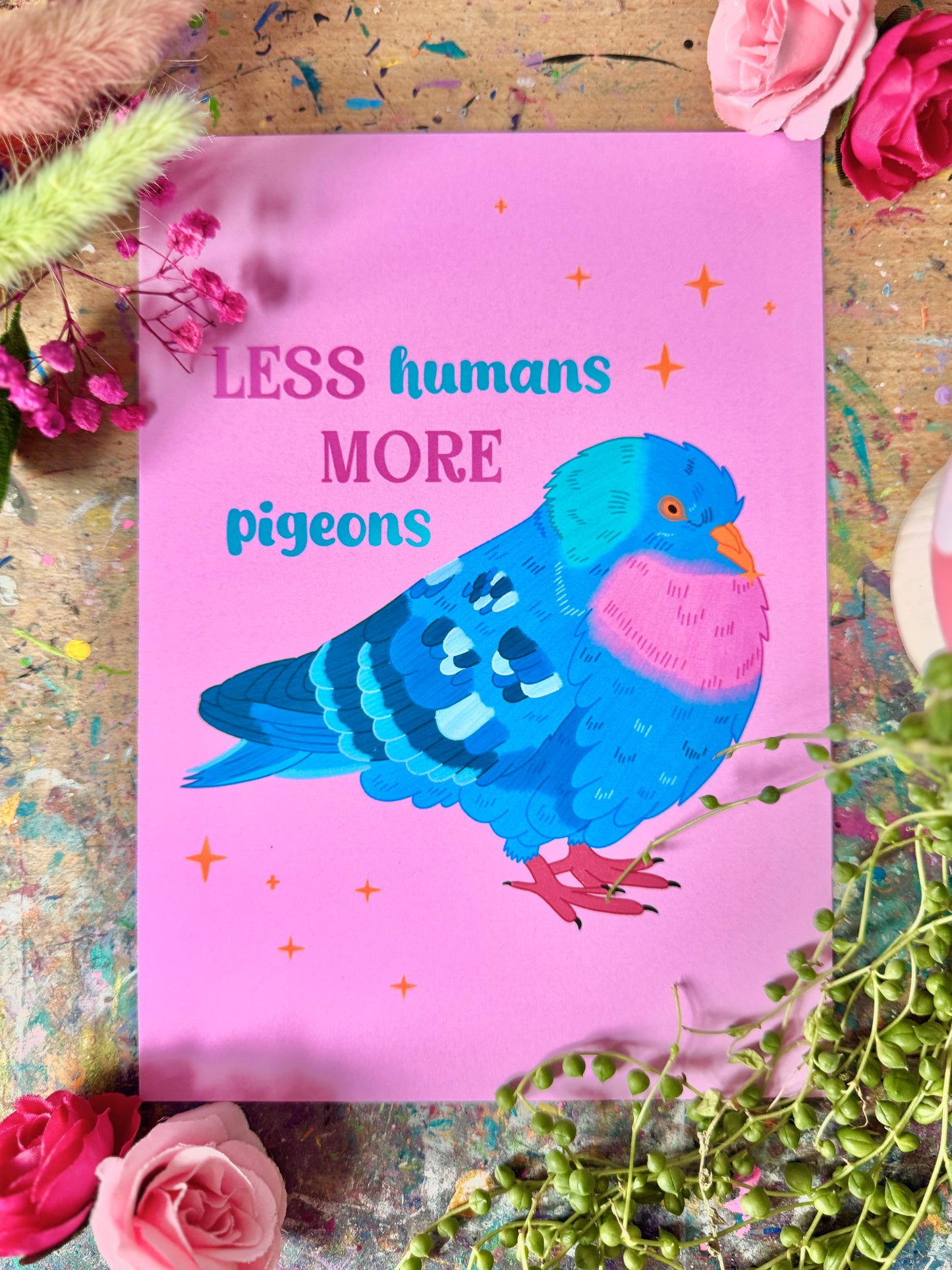 Less Humans, More Pigeons- Print