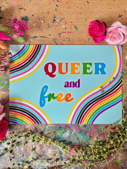 Queer and Free (Teal) - A5 Print