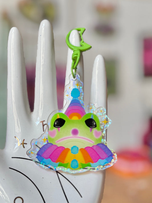 Clown Frog Glitter Acrylic Keyring