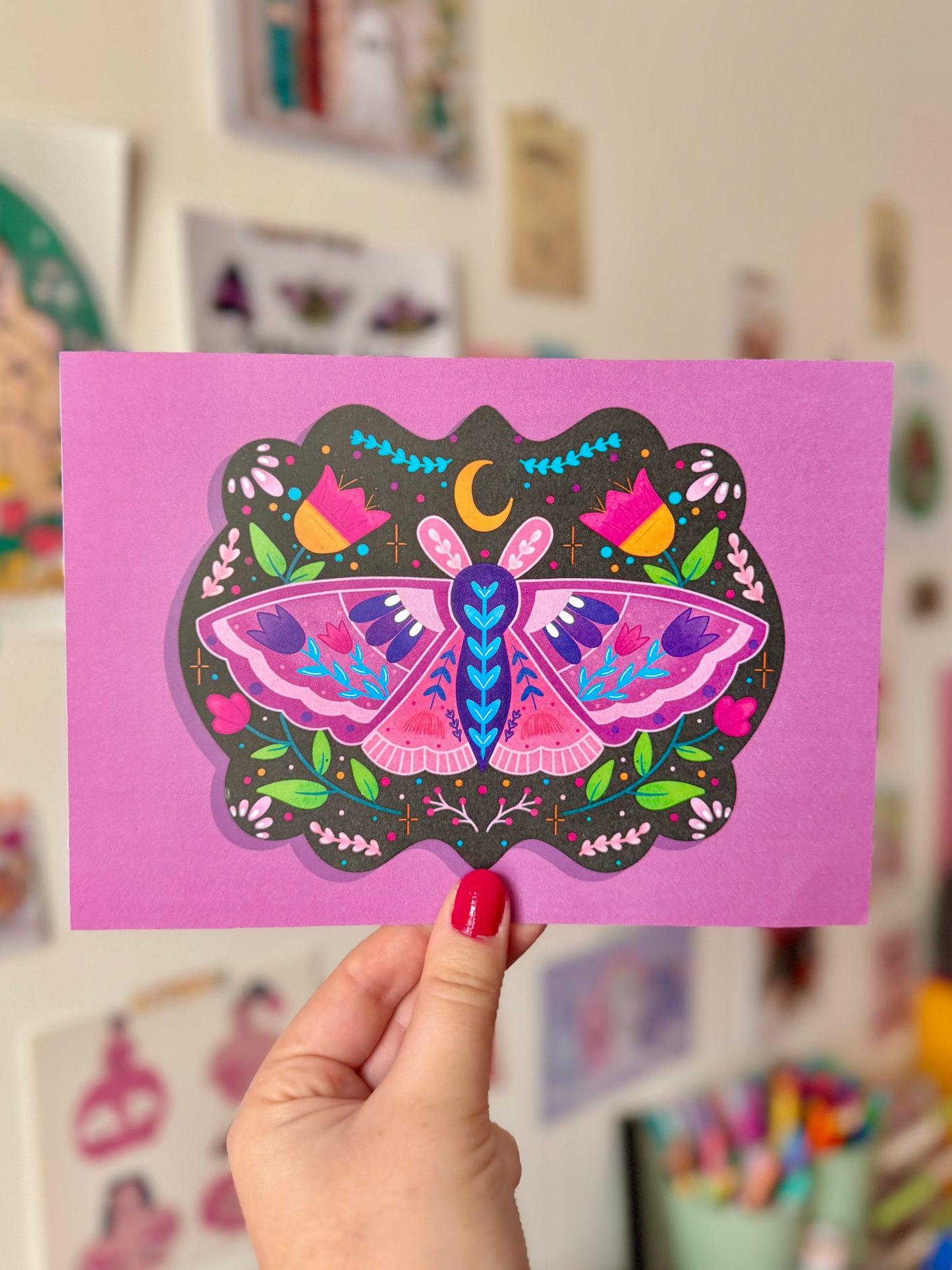 Lilac Moth on Plaque Print