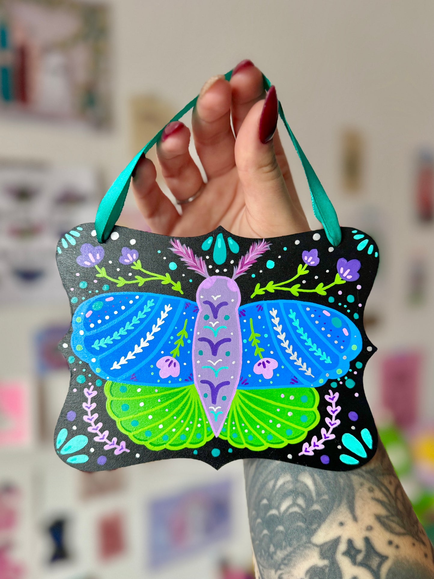 Green & Blue Moth - Wall Hanging