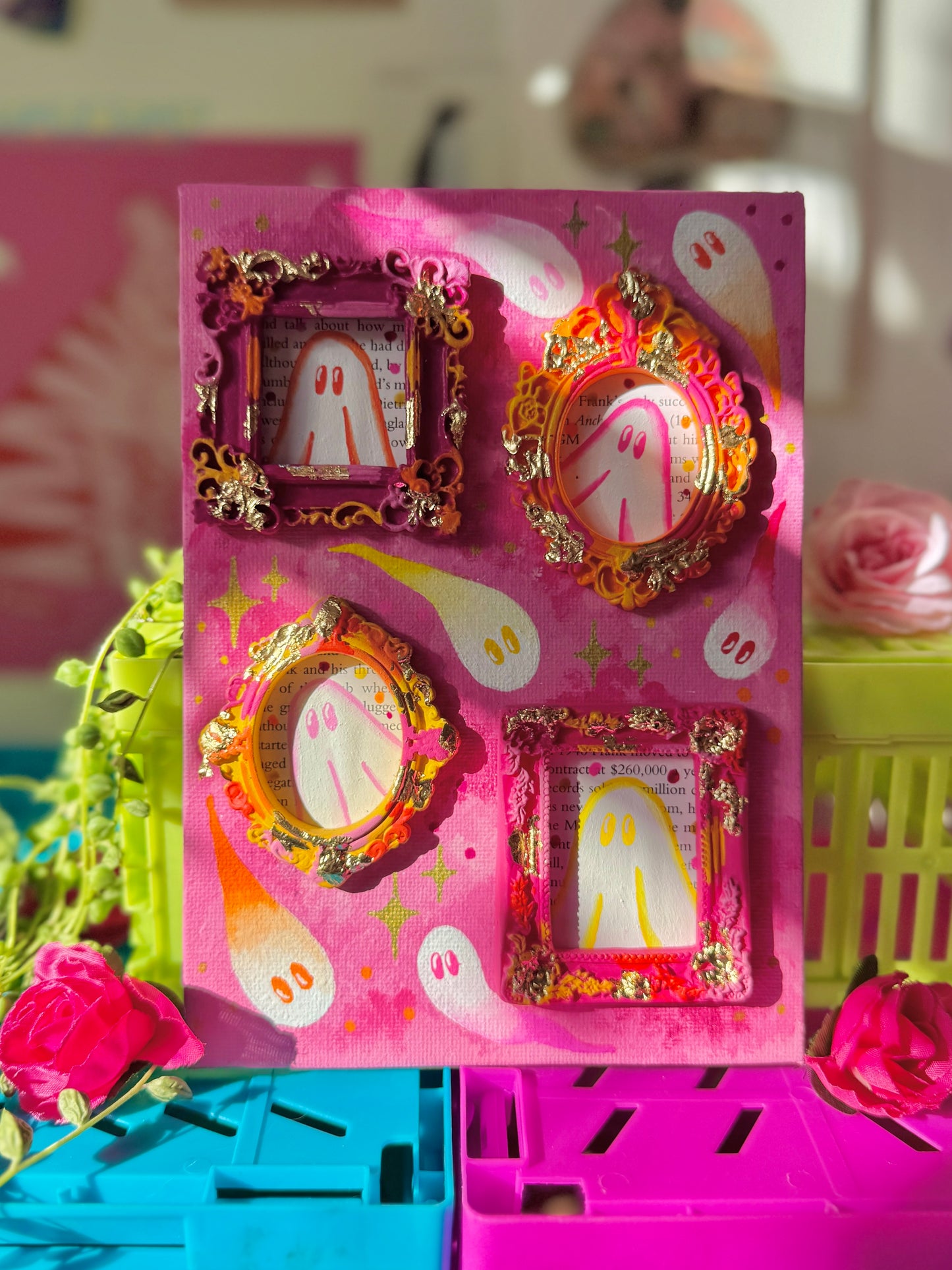 Pink Gallery Wall - Mini Frames on Canvas