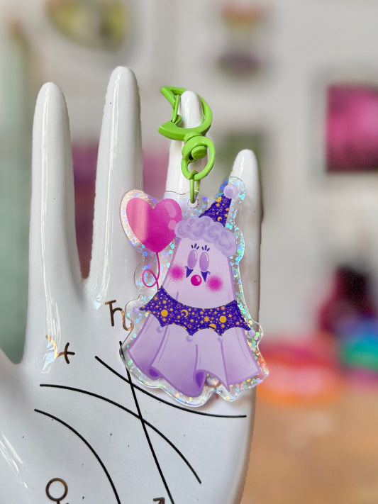 Clown Ghost Glitter Acrylic Keyring