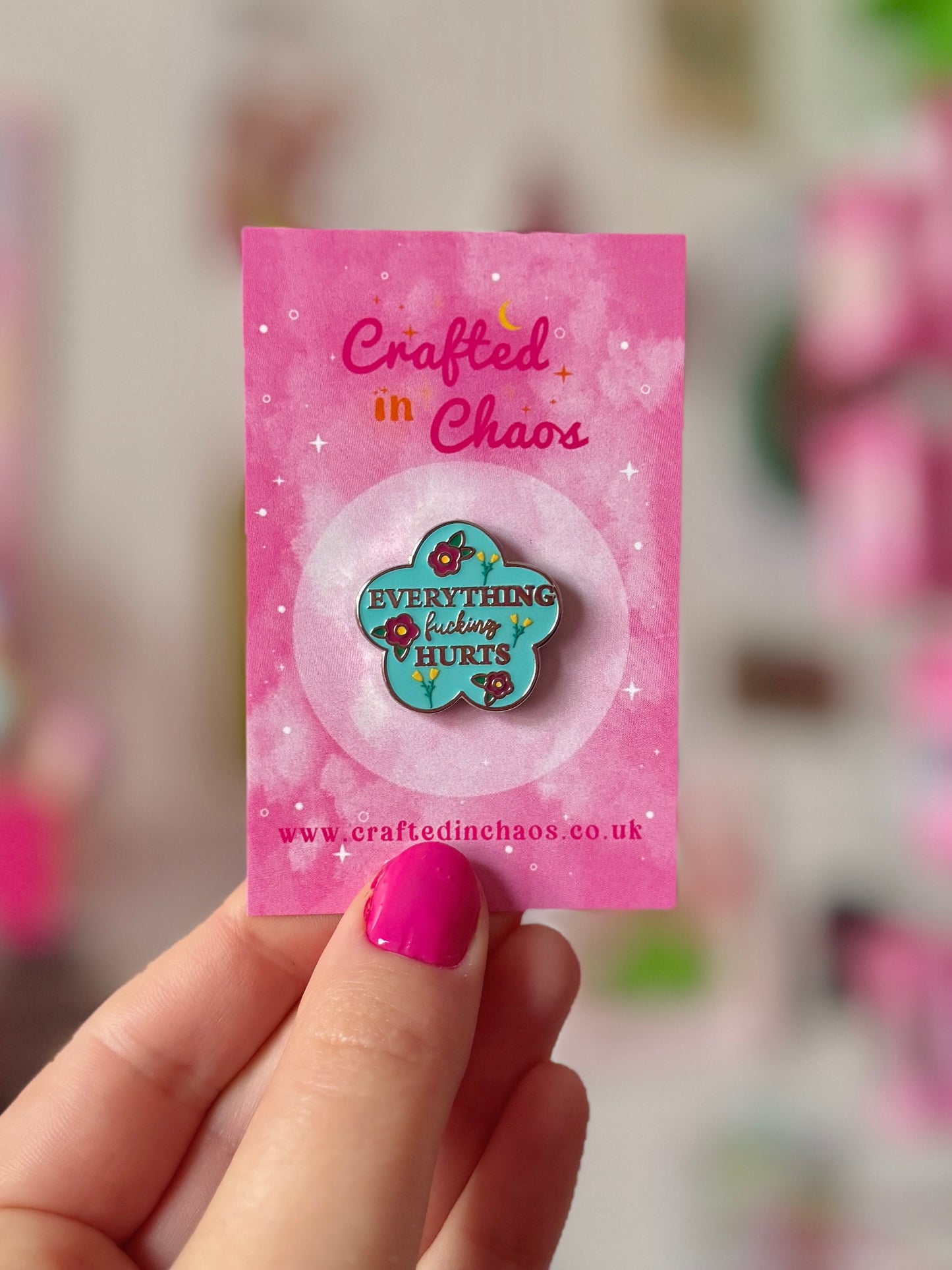 Everything Fucking Hurts Enamel Pin - Blue