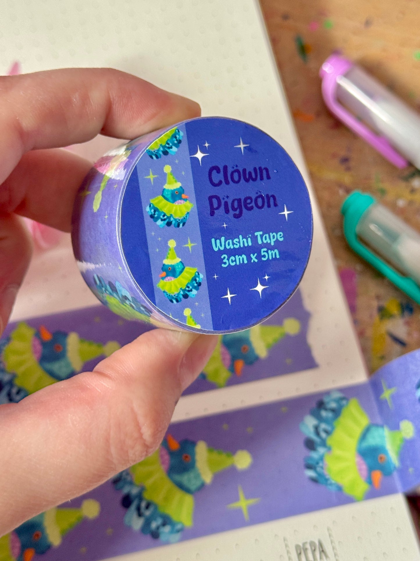 Clown Pigeon - Washi Tape