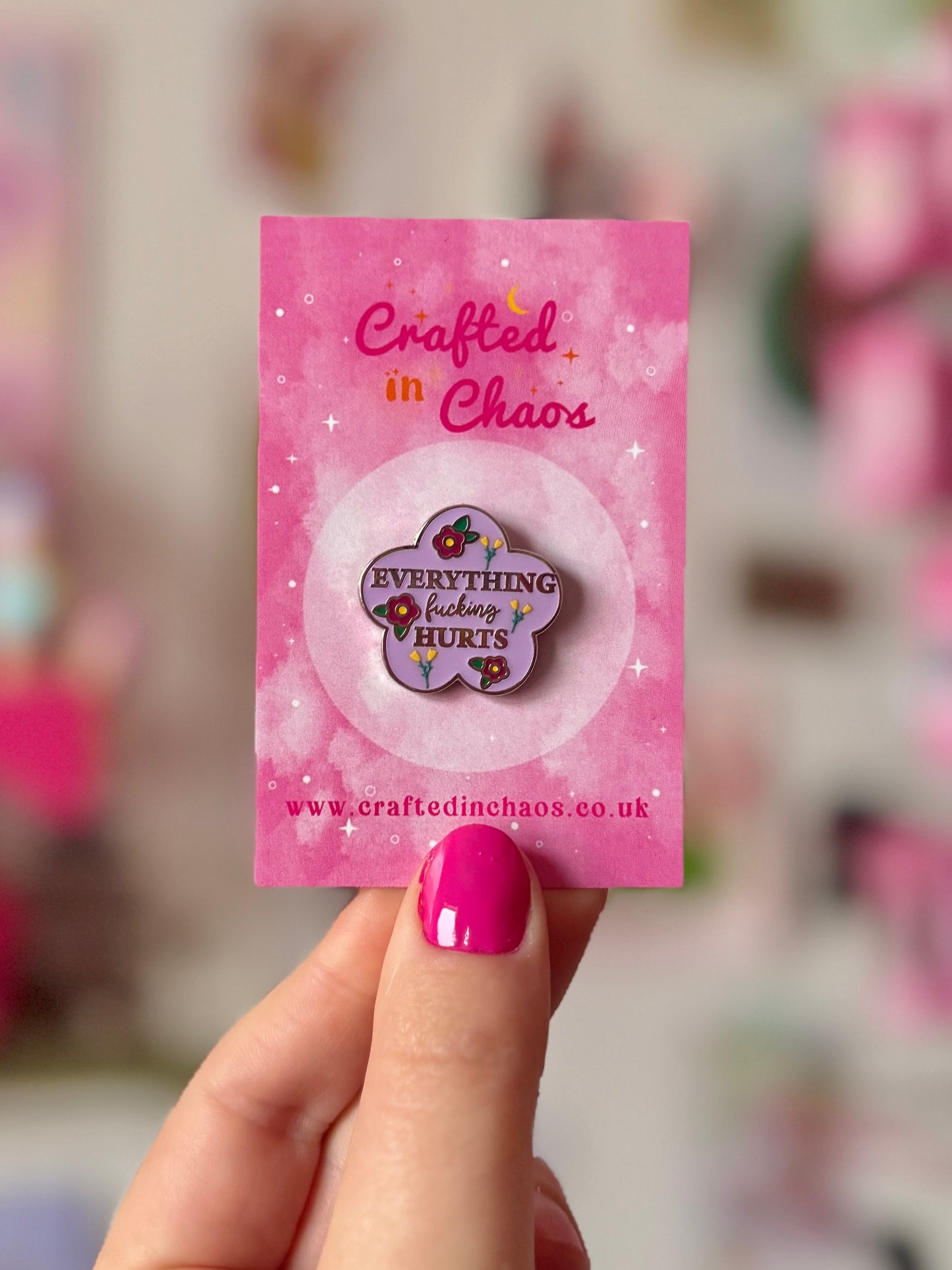 Everything Fucking Hurts Enamel Pin - Purple