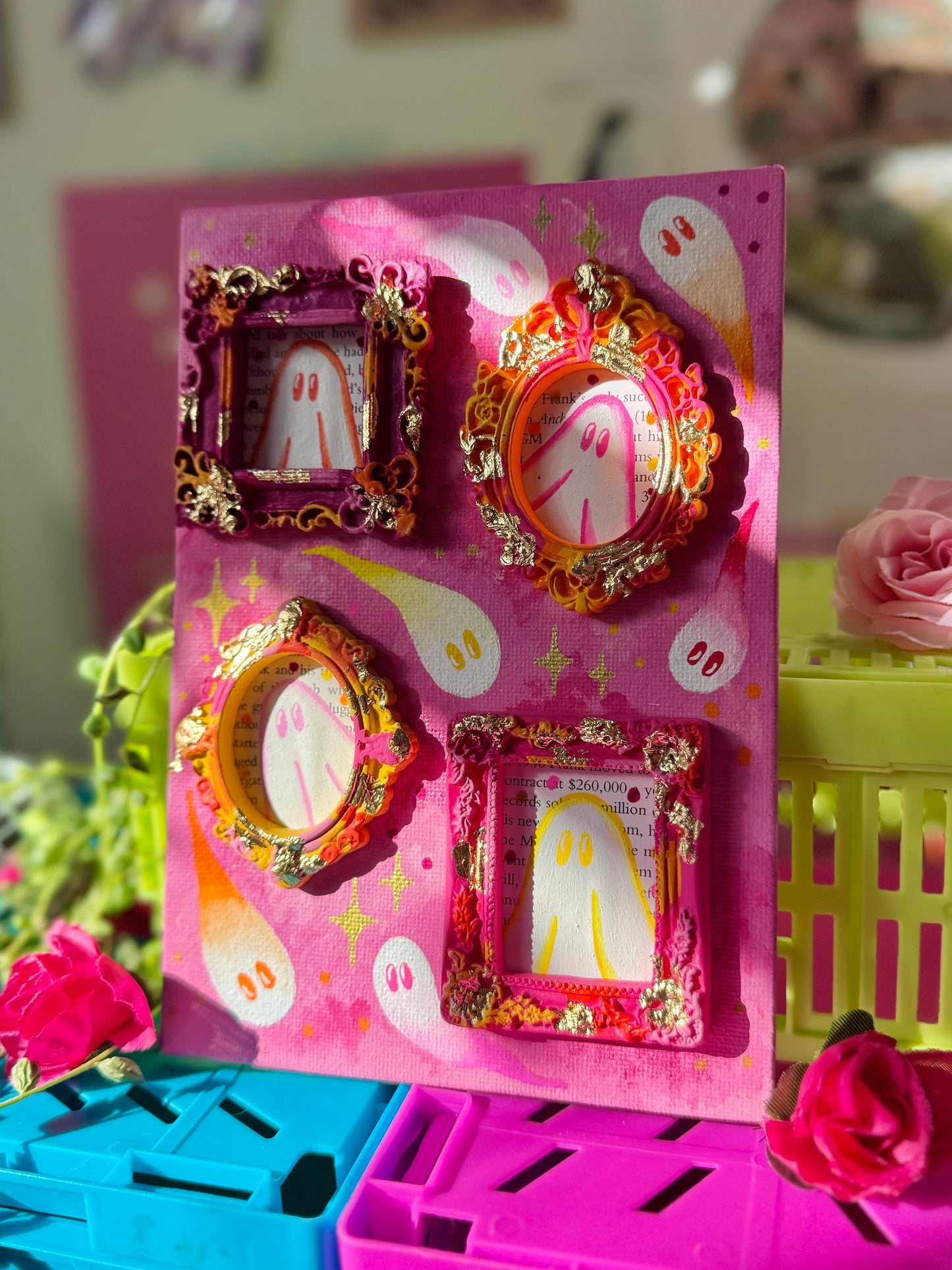 Pink Gallery Wall - Mini Frames on Canvas