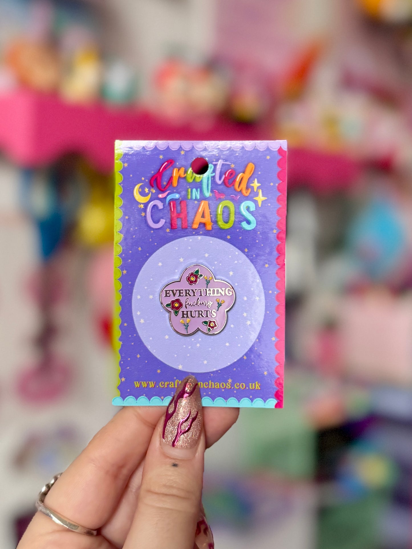 Everything Fucking Hurts Enamel Pin - Purple