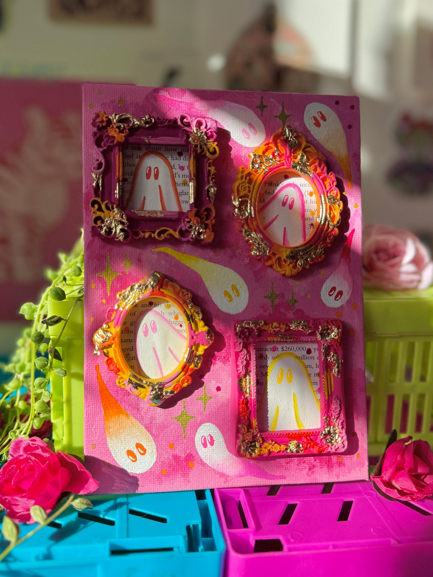 Pink Gallery Wall - Mini Frames on Canvas
