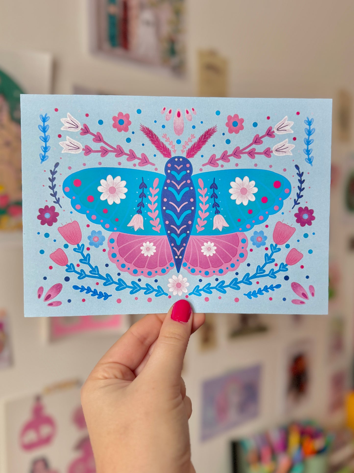 Teal Moth Print