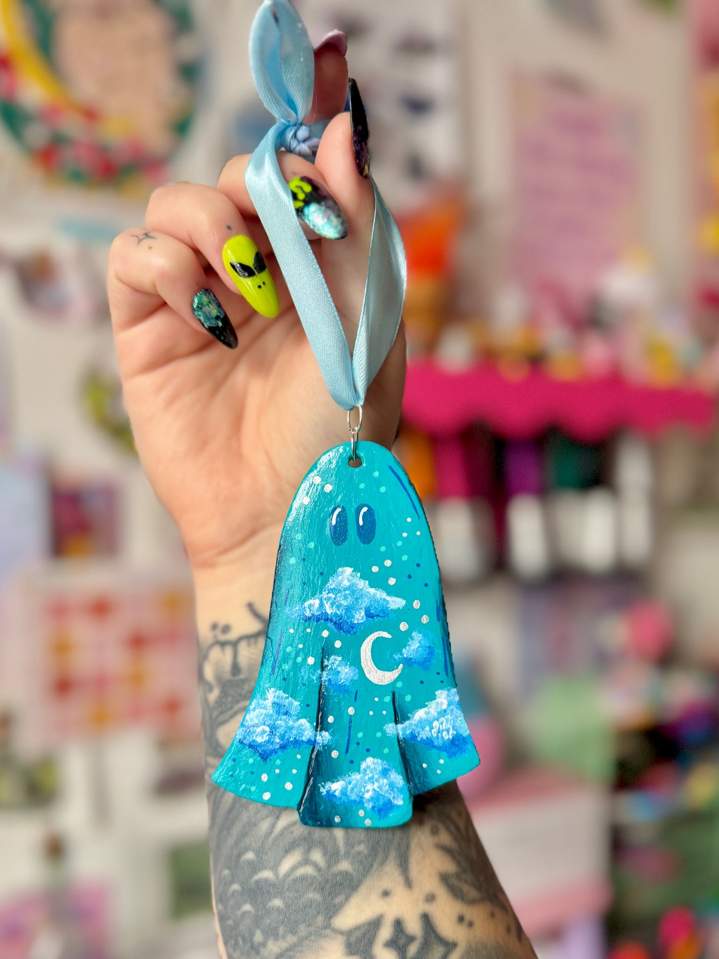 Blue Skies Ghost - Clay Wall Hanging