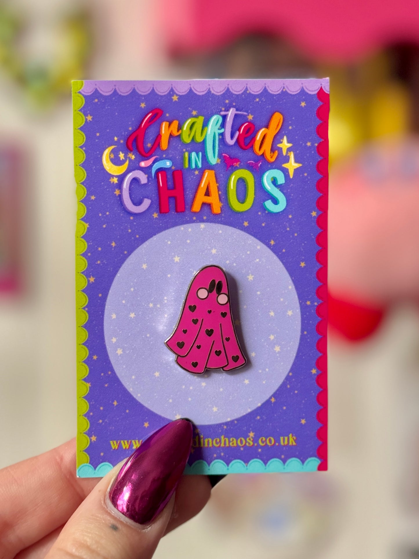 SECONDS - Ghostie Enamel Pin - Pink