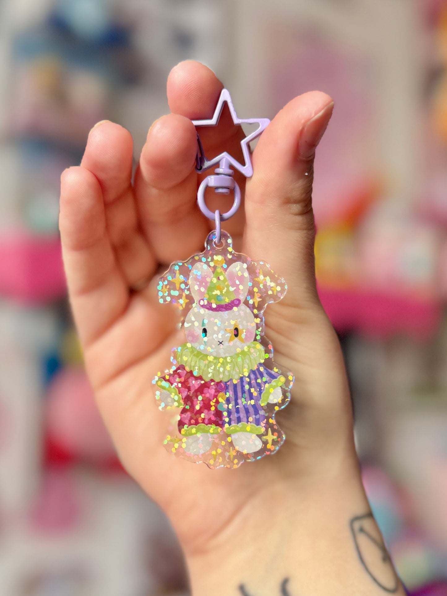Clown Miffy - Glitter Acrylic Keyring