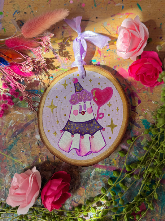 Clown Ghostie Wood Slice