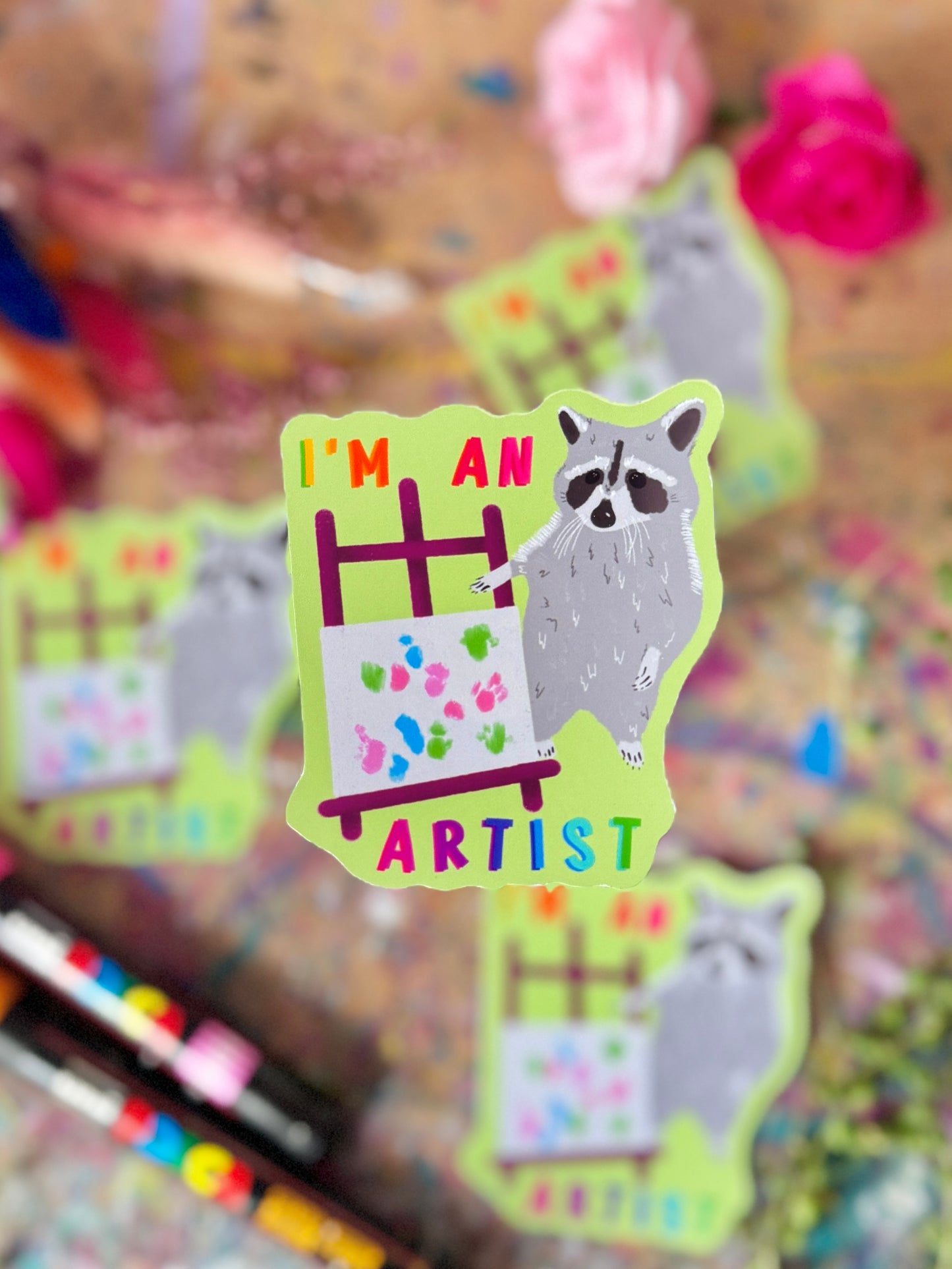 “I’m an Artist” Raccoon - Sticker