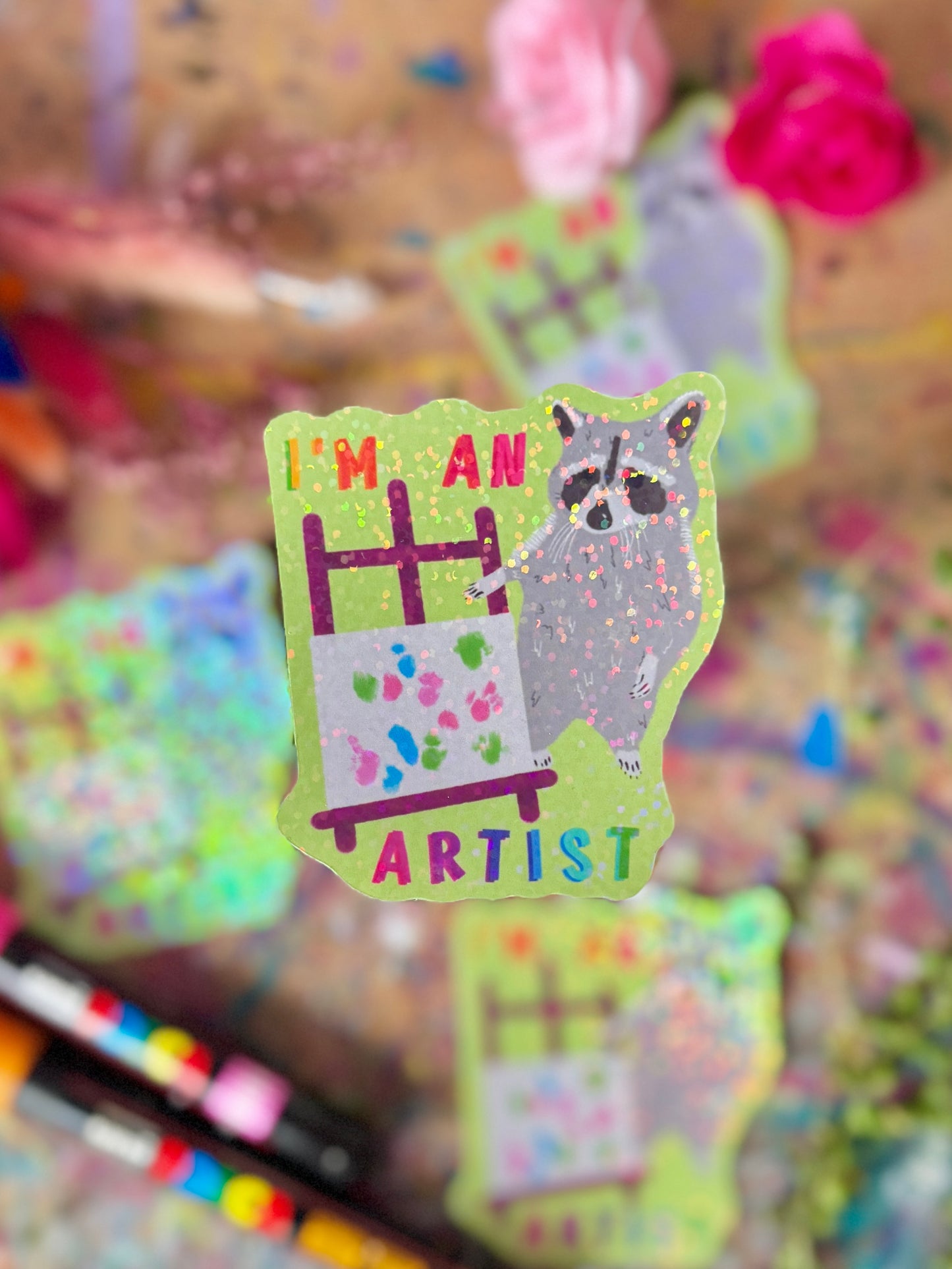 “I’m an Artist” Raccoon - Sticker