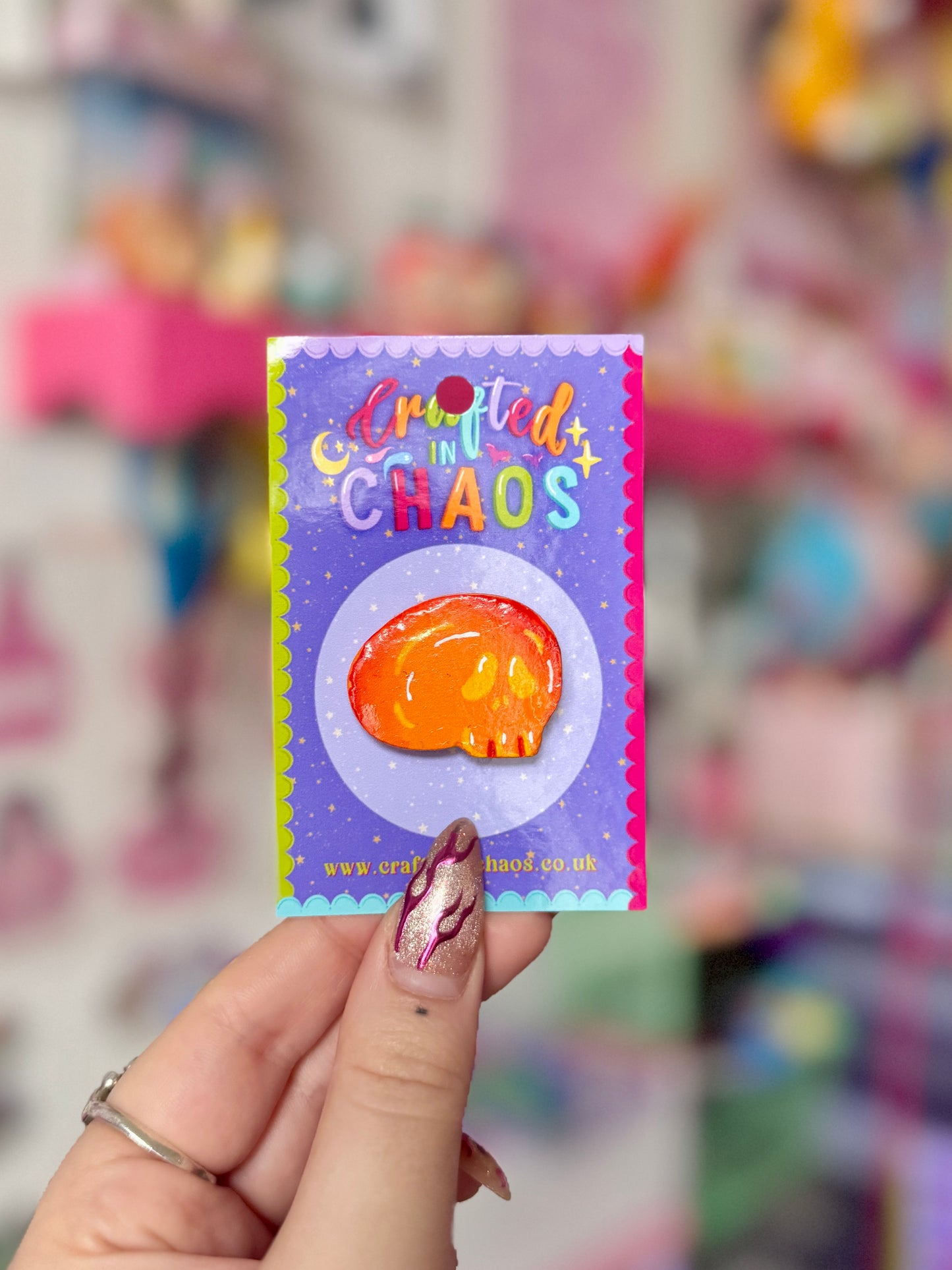 Orange Skull - Clay Pin