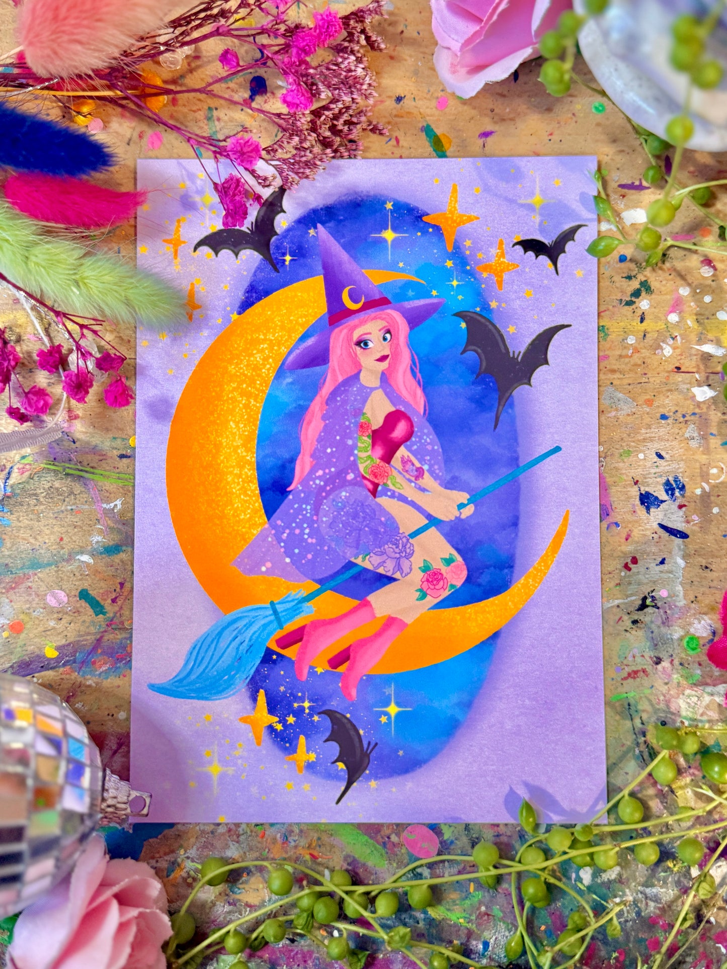 Witch in the Moonlight - A6 Postcard