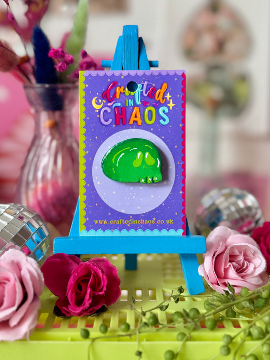 Green Skull - Clay Pin