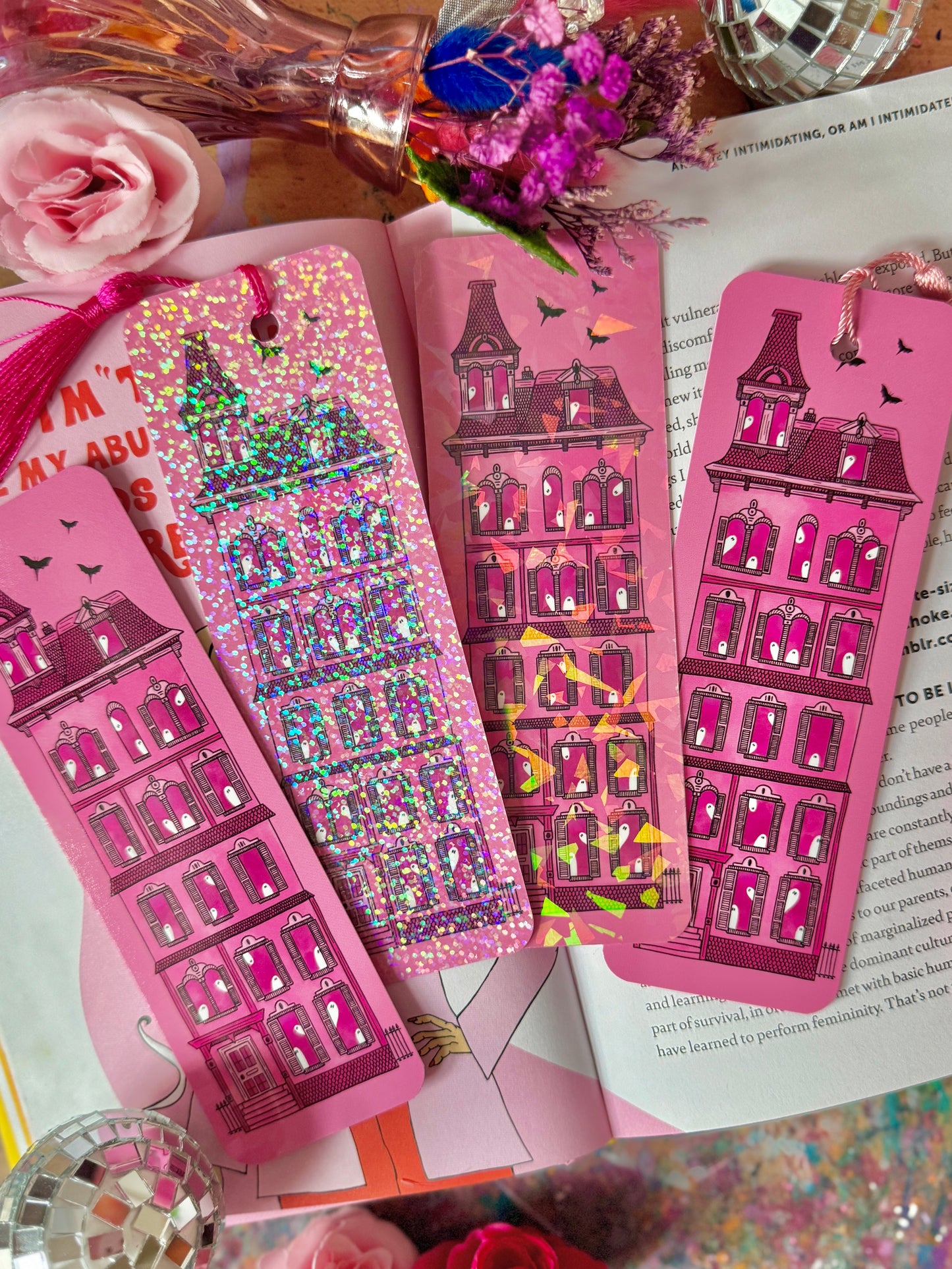 Pink Haunted House Bookmark