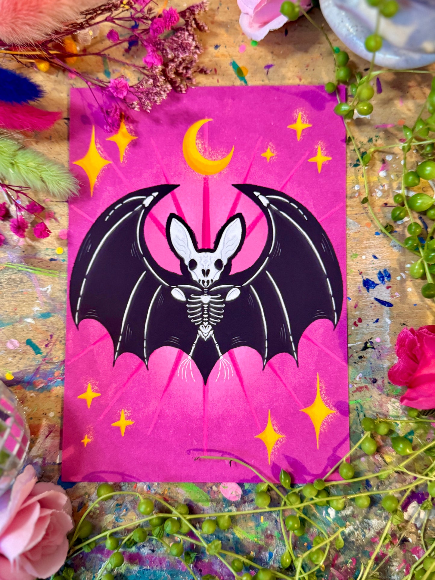 Skeleton Bat - A6 Postcard