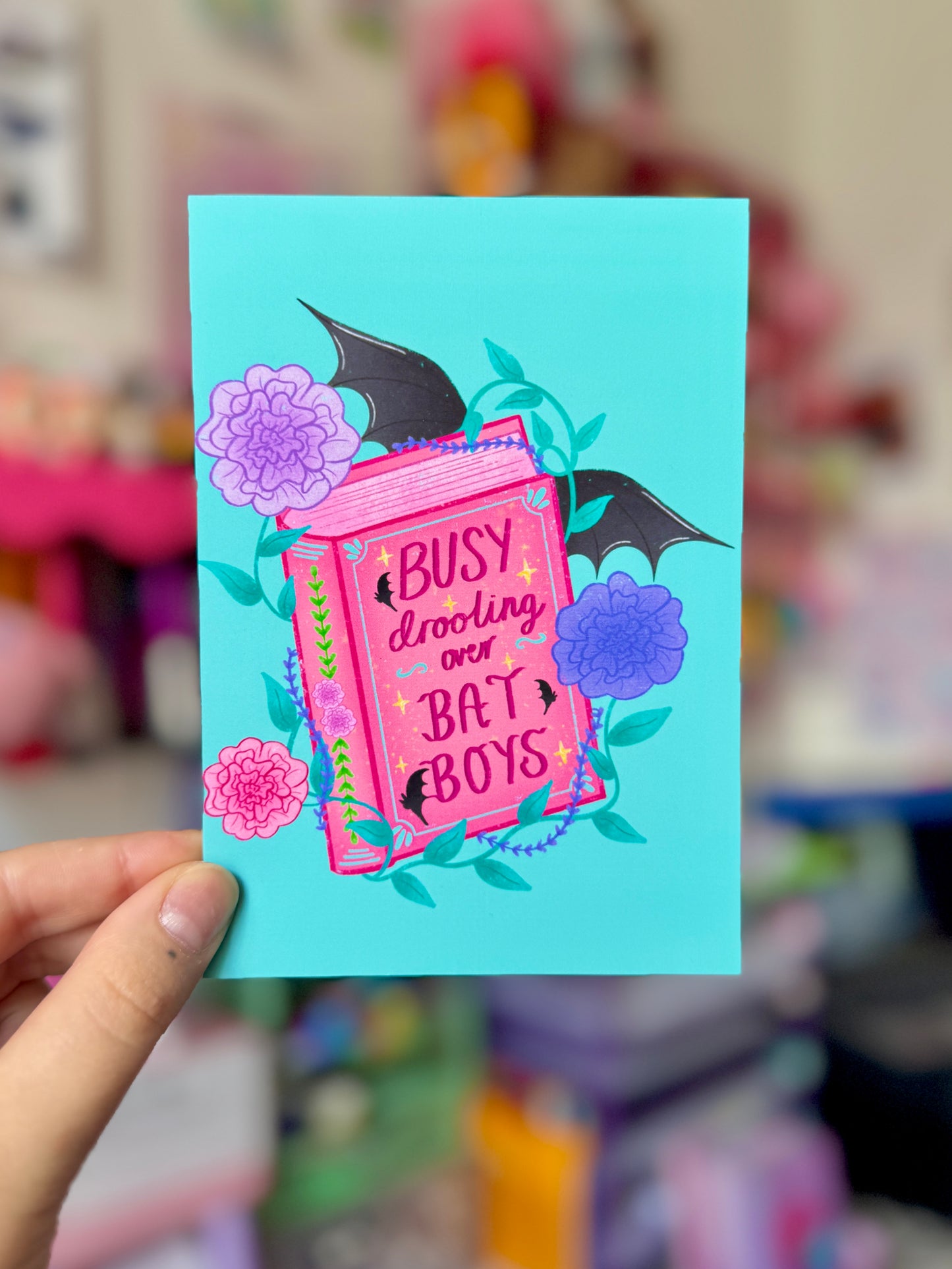 Busy Drooling over Bat Boys - A6 Postcard