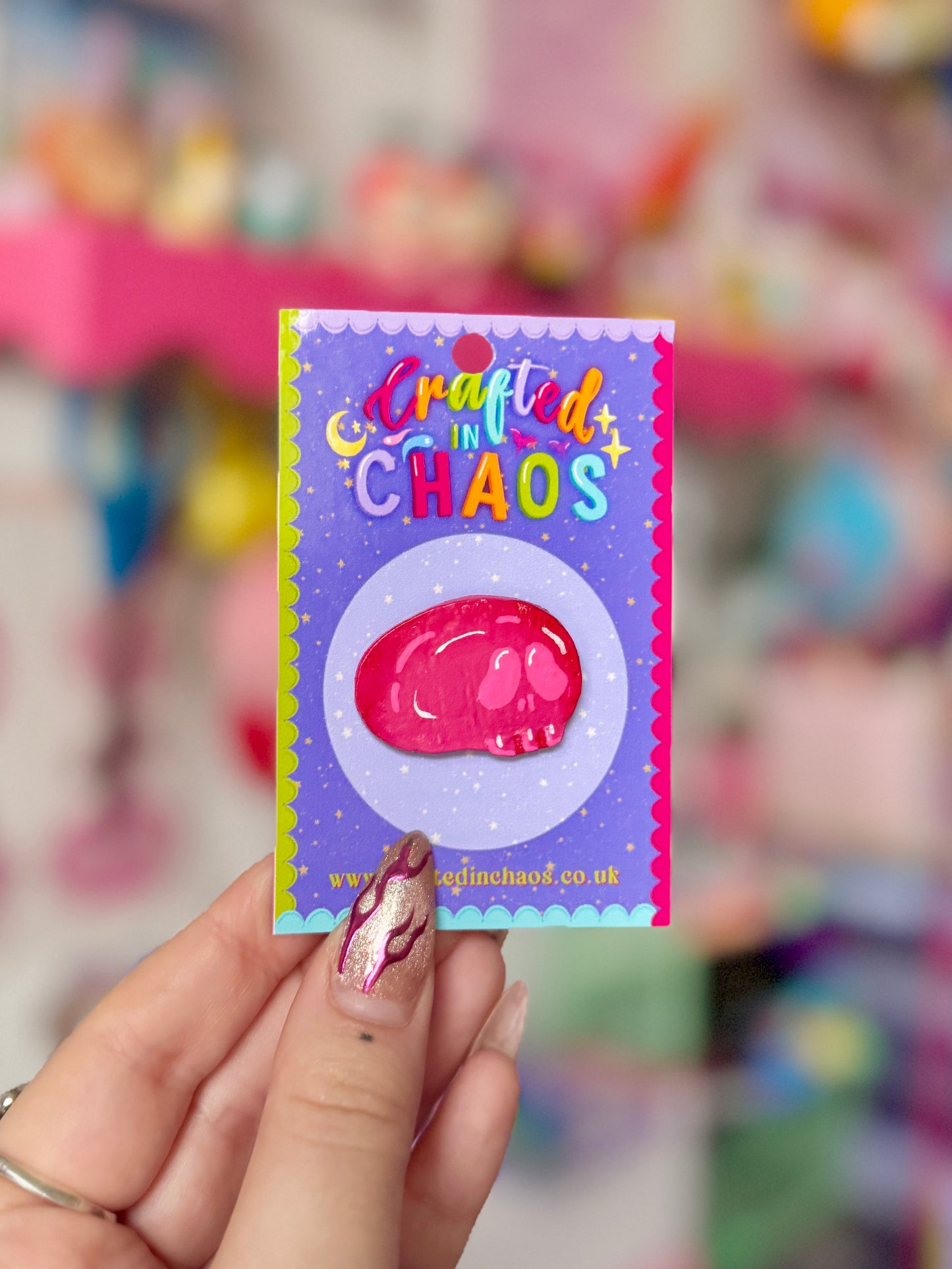 Pink Skull - Clay Pin