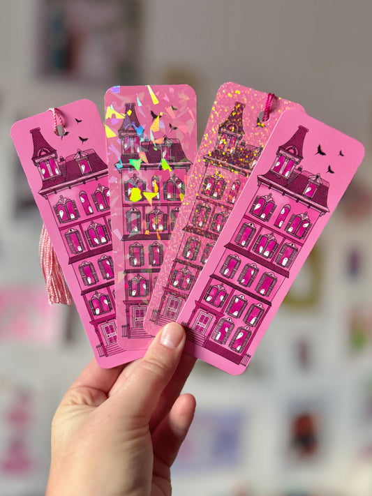 Pink Haunted House Bookmark