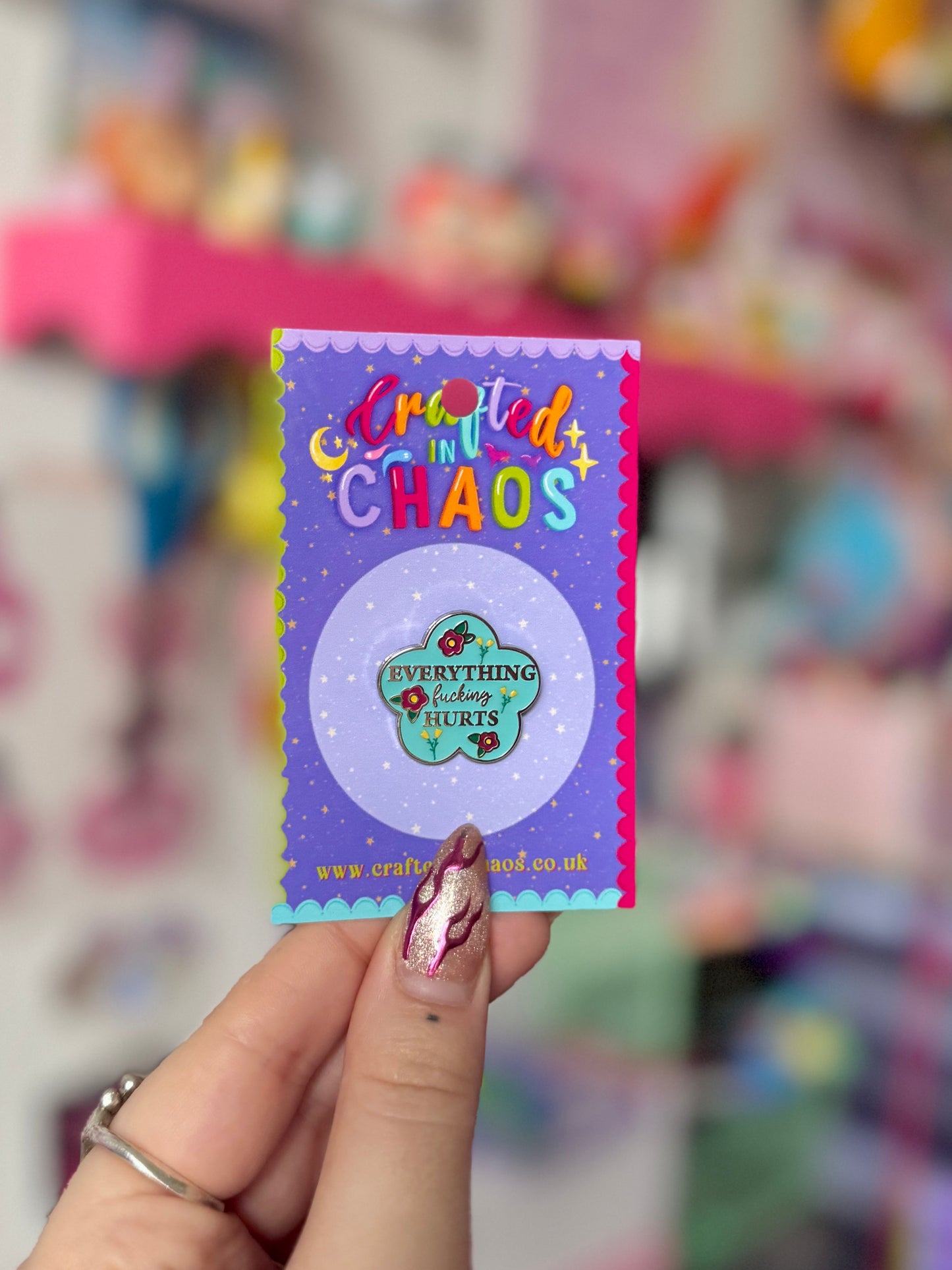 Everything Fucking Hurts Enamel Pin - Blue