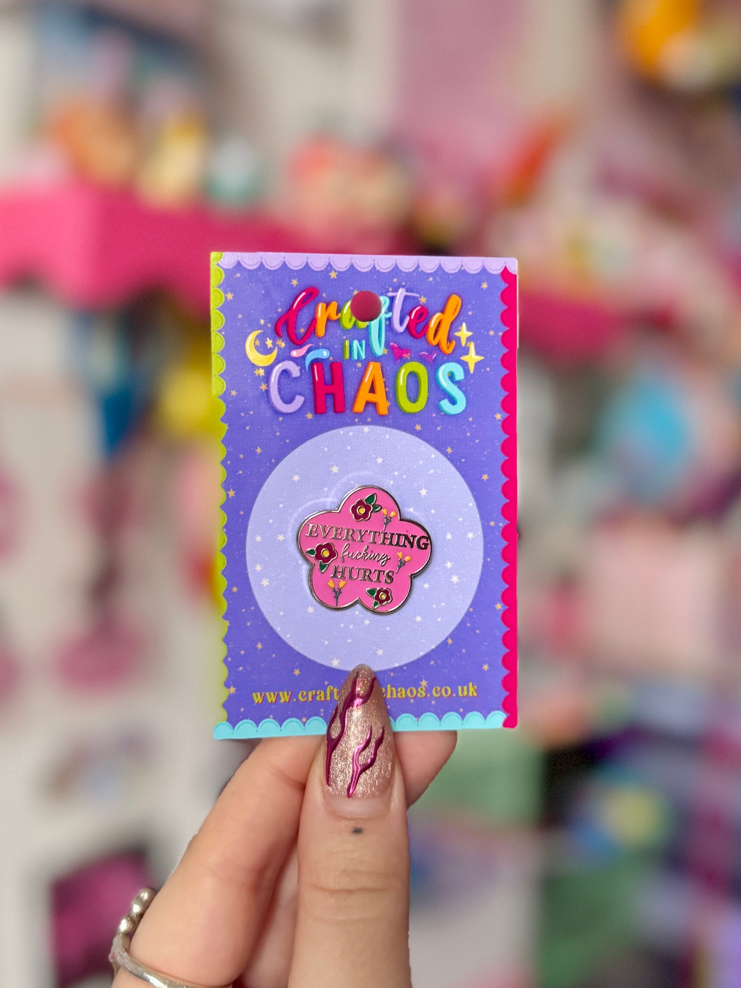 Everything Fucking Hurts Enamel Pin - Pink