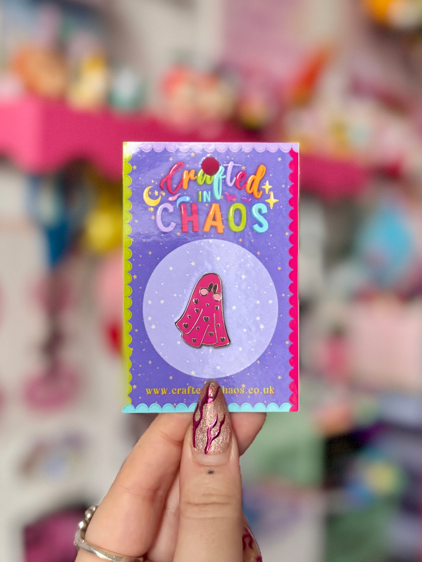 Ghostie Enamel Pin - Pink