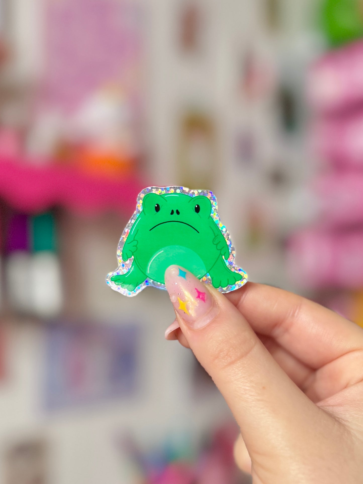 Grumpy Frog Holo Sticker