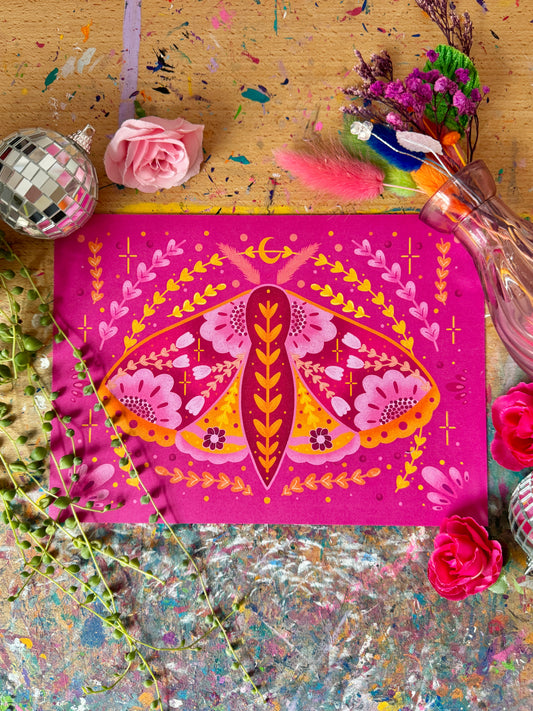 Pink Moth Print