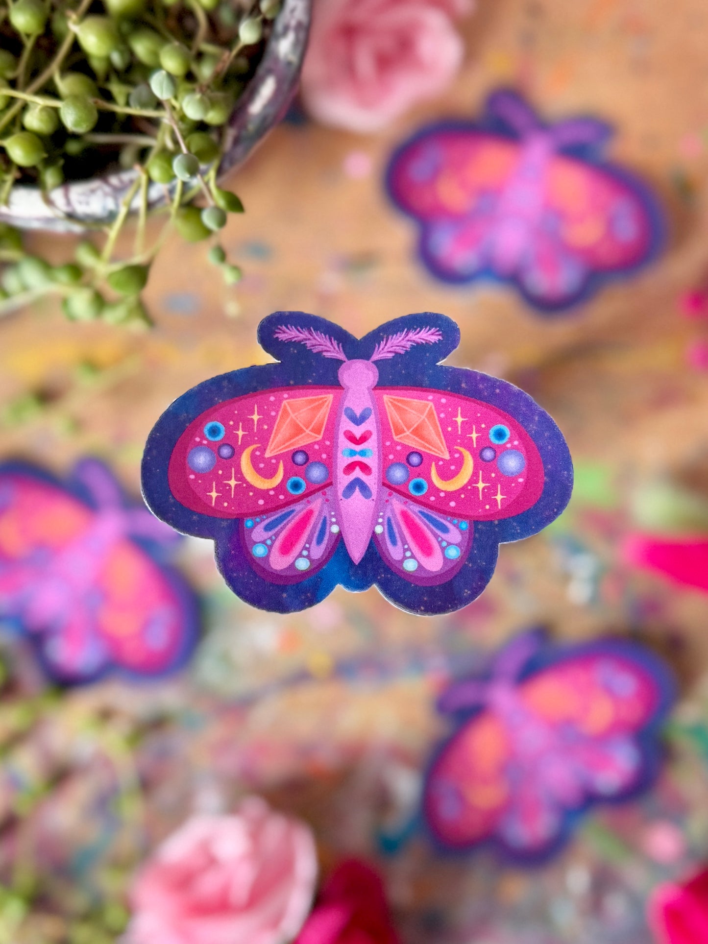 Magenta Moth - Sticker