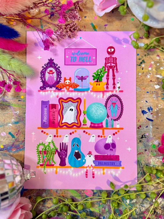 Witchy Shelves - A6 Postcard
