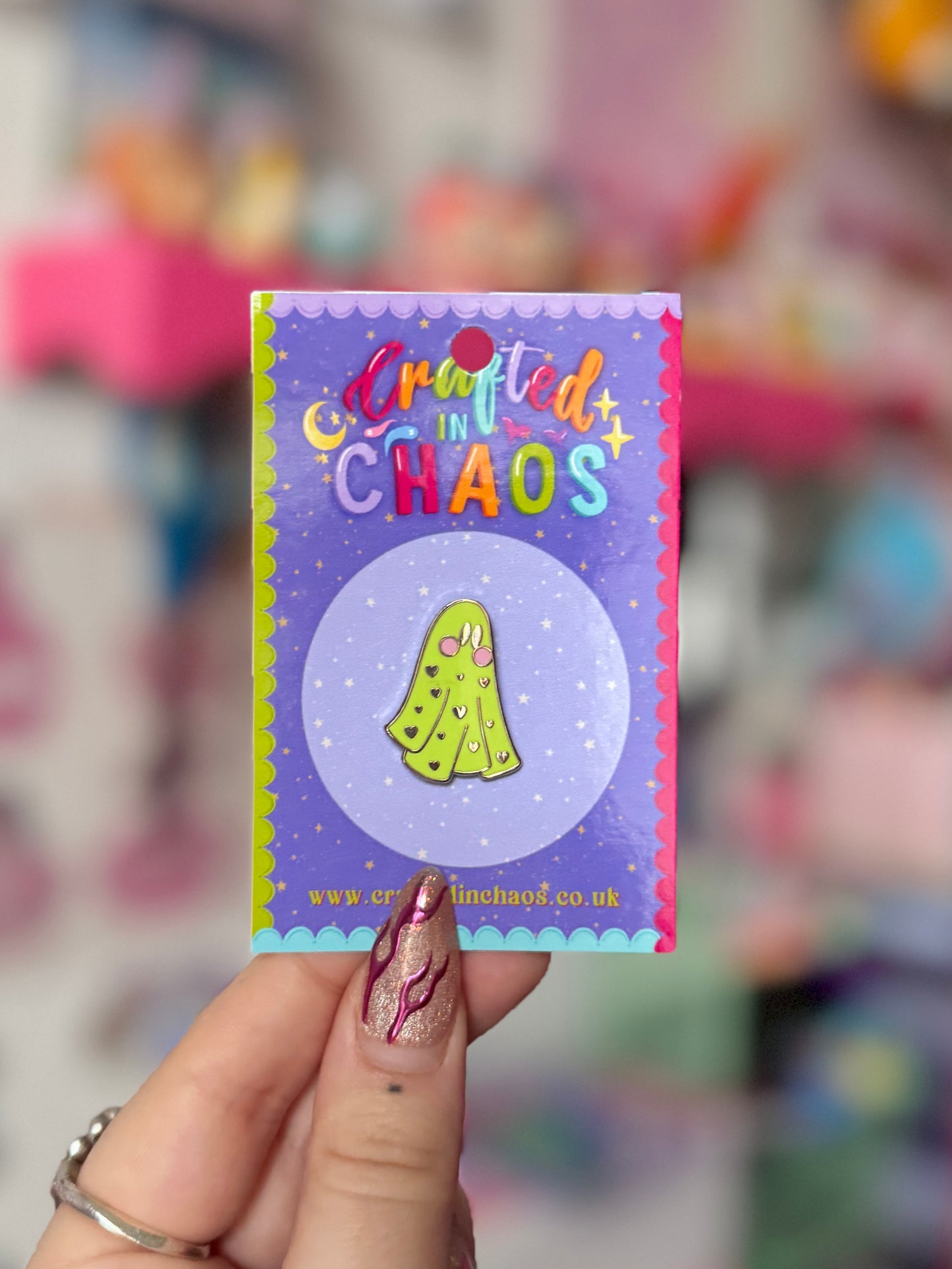 Ghostie Enamel Pin - Lime
