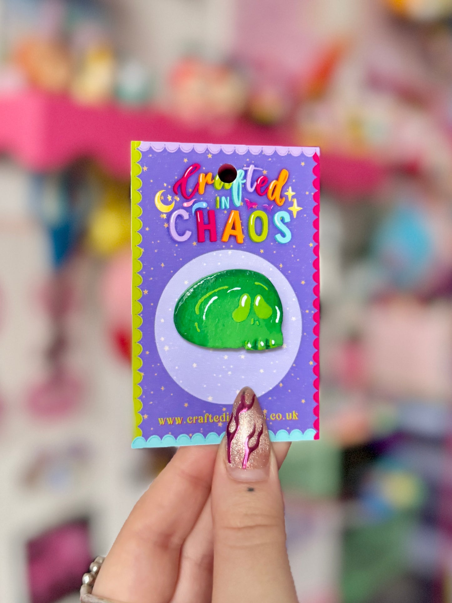 Green Skull - Clay Pin