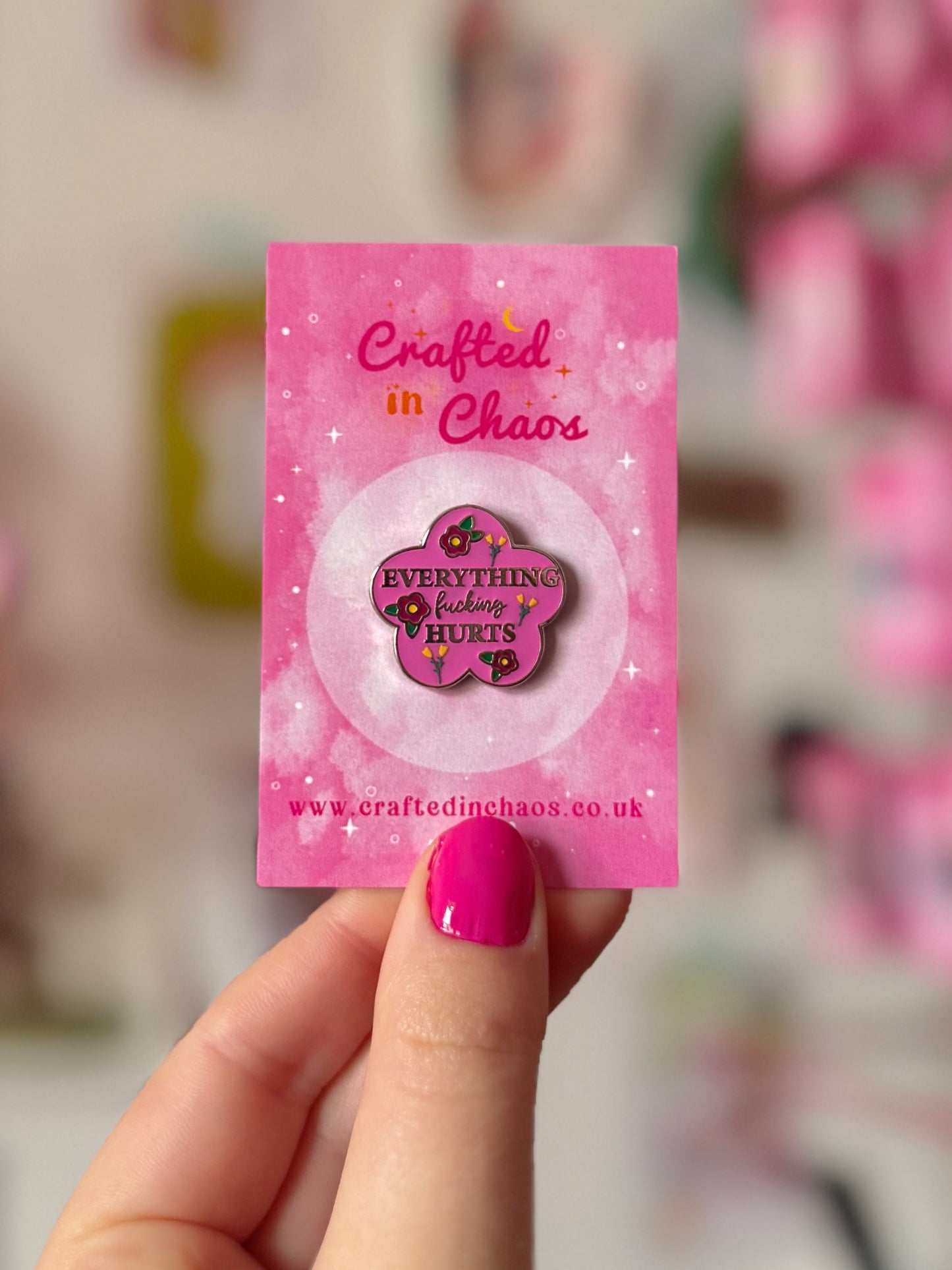 Everything Fucking Hurts Enamel Pin - Pink