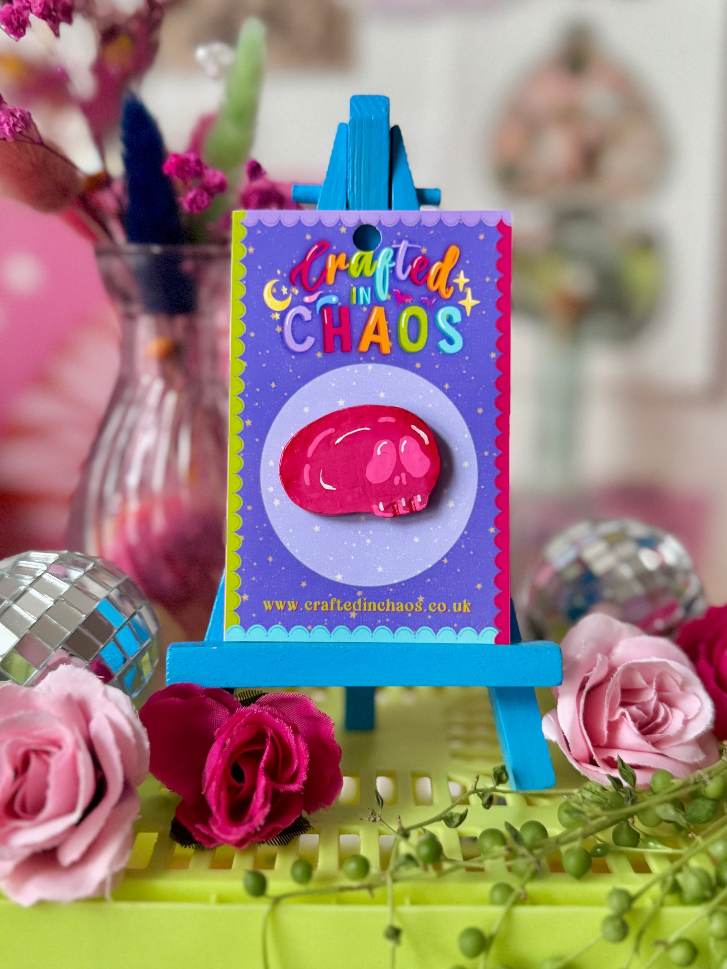 Pink Skull - Clay Pin