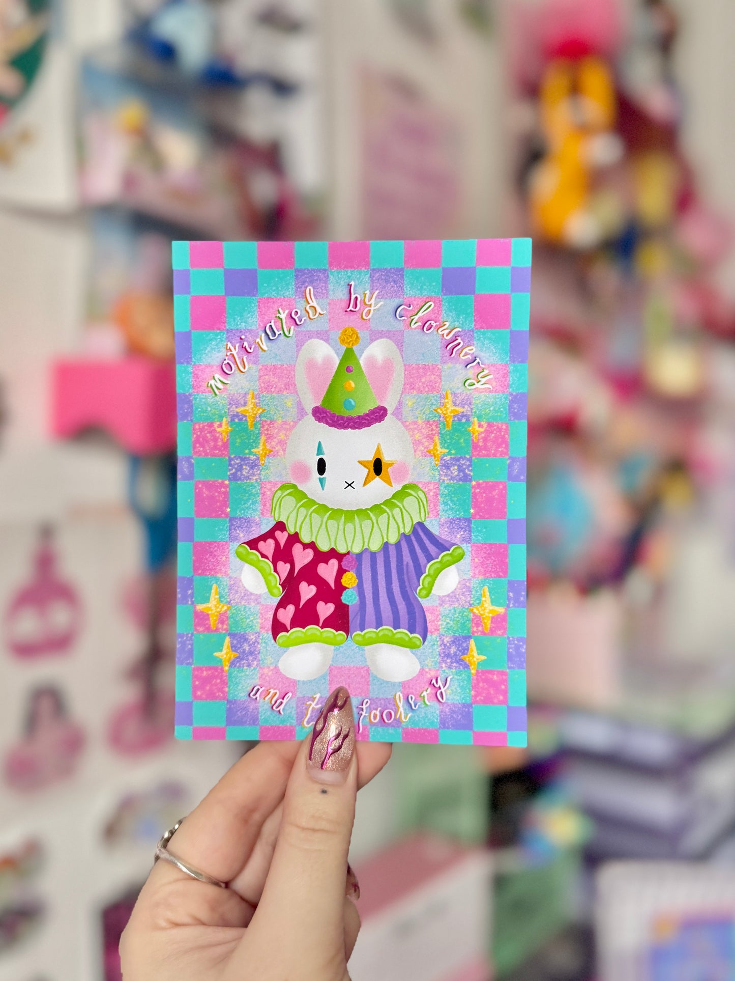 Clown Miffy (Checkerboard) - A6 Postcard