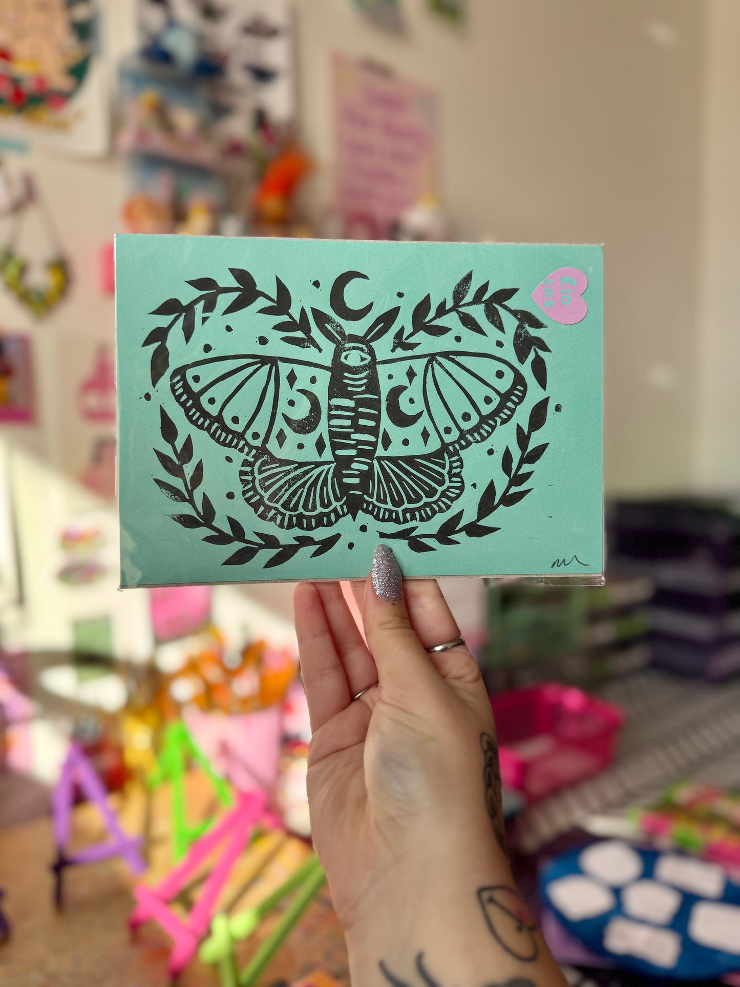 Sale - Moth A5 Linoprints
