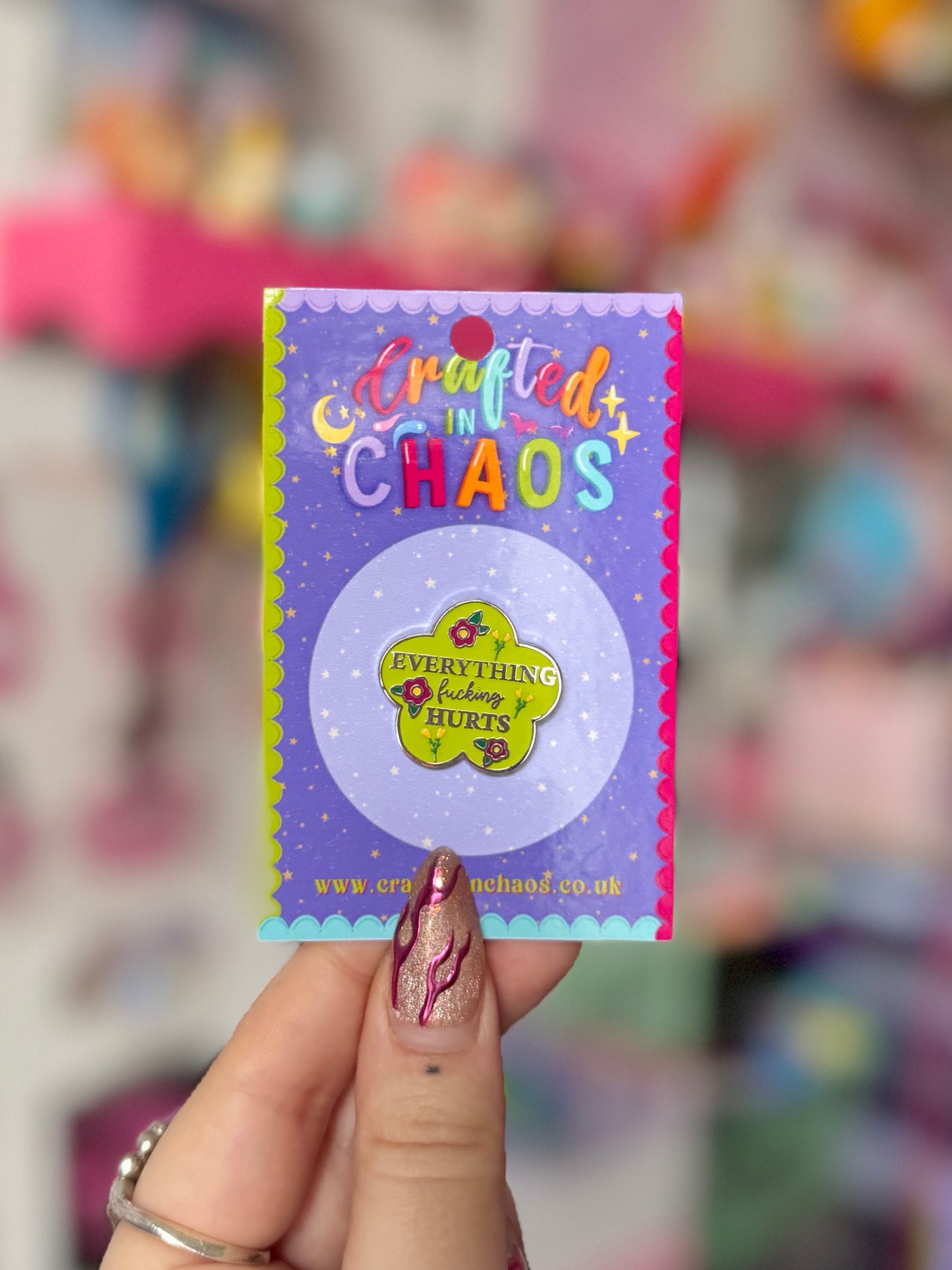 Everything Fucking Hurts Enamel Pin - Green