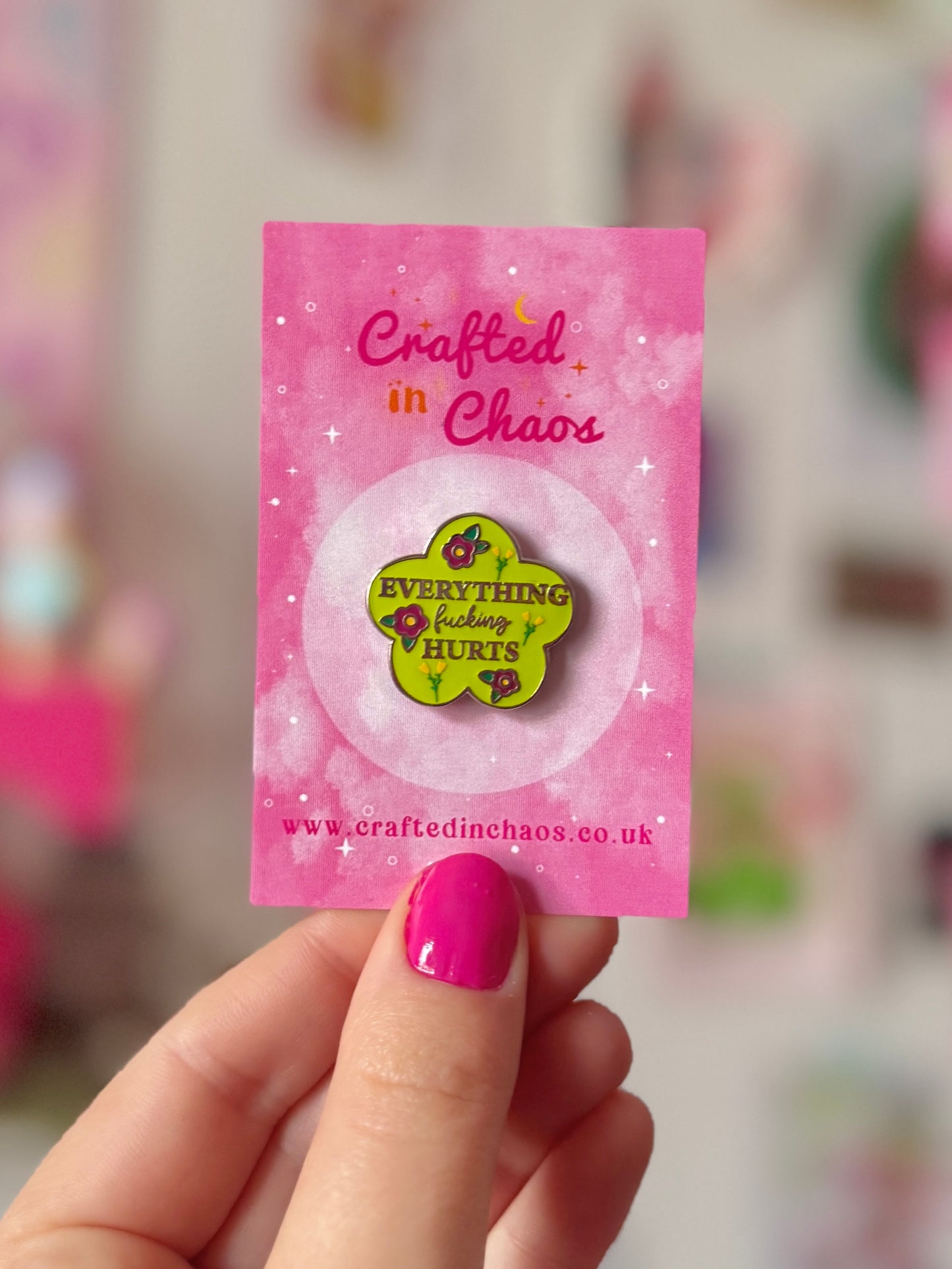 Everything Fucking Hurts Enamel Pin - Green