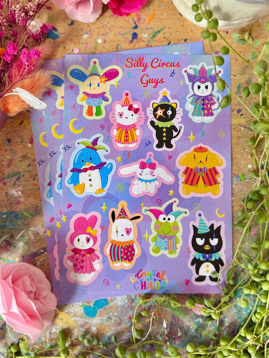 Silly Circus Guys - A6 Sticker Sheet