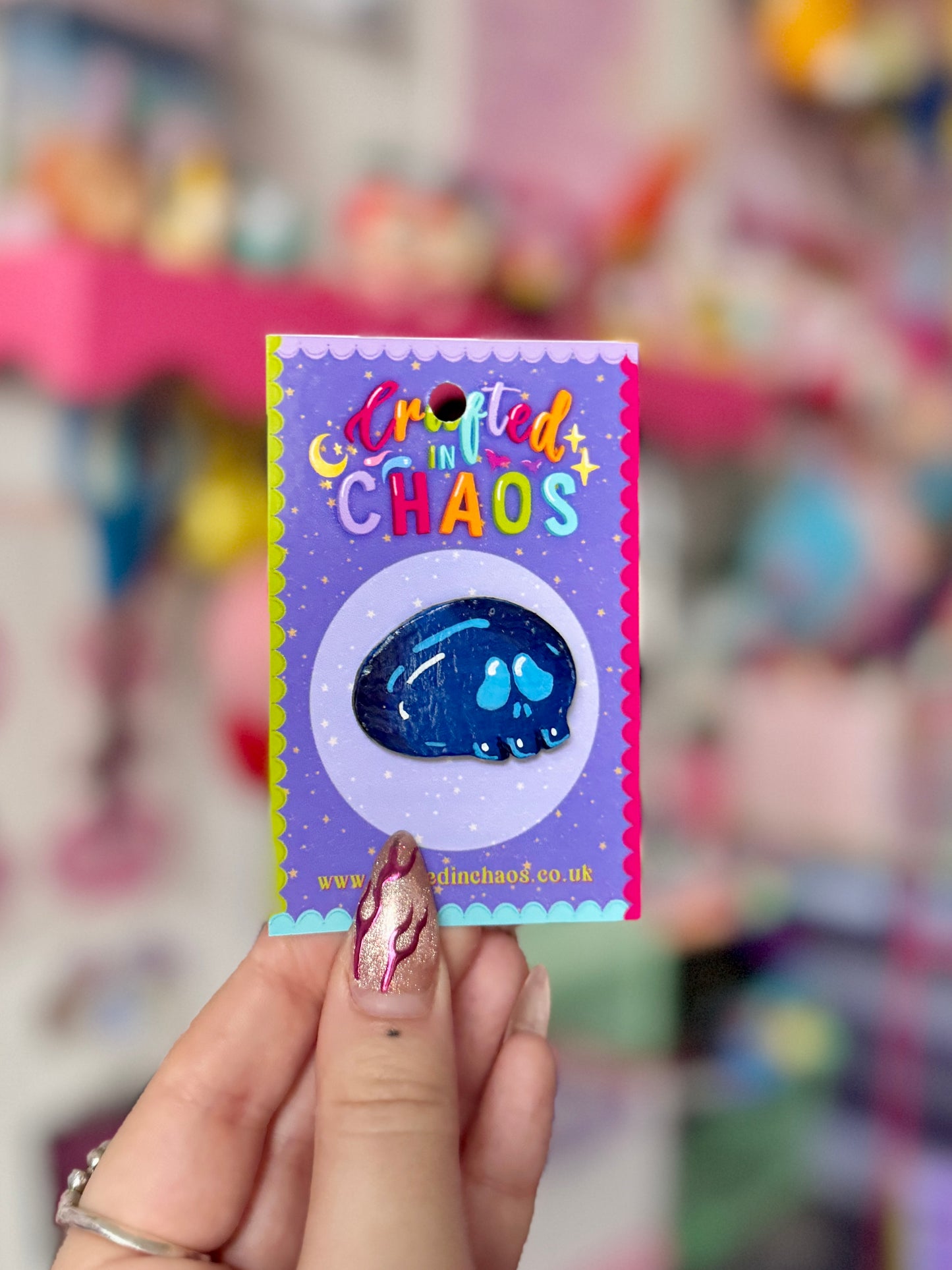 Navy Skull - Clay Pin