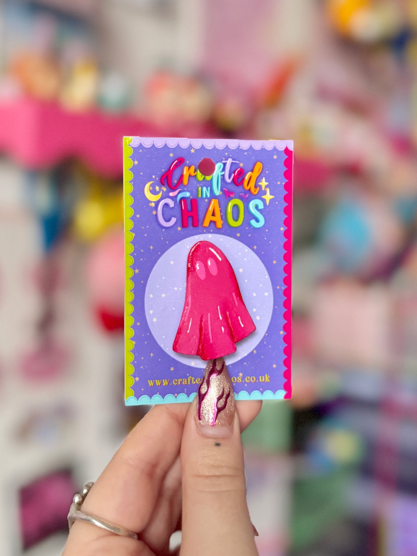 Pink Ghost - Clay Pin
