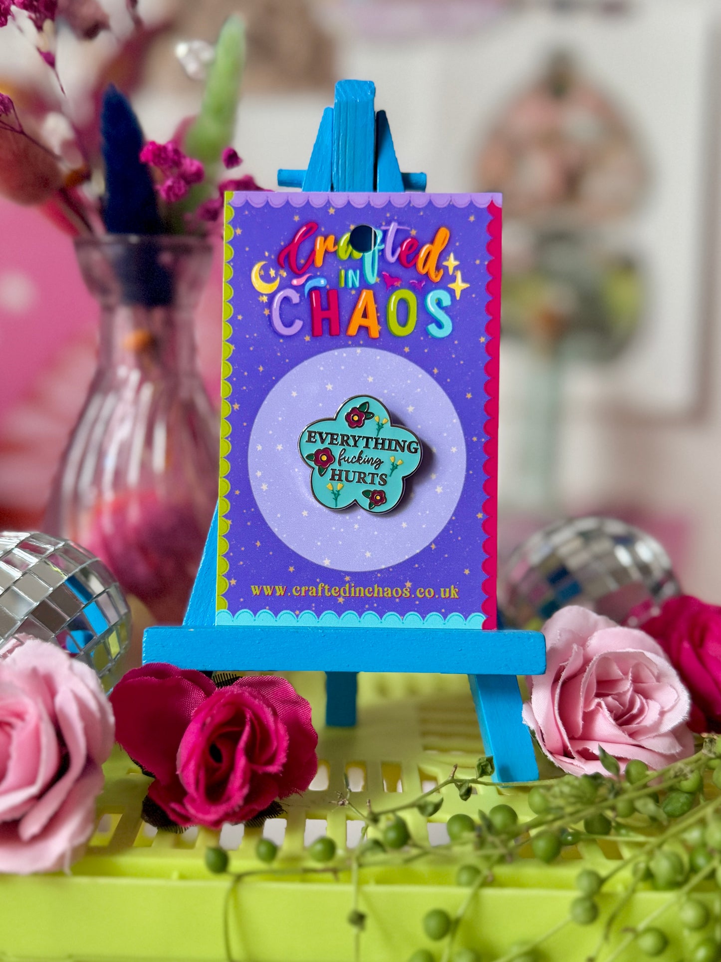 Everything Fucking Hurts Enamel Pin - Blue