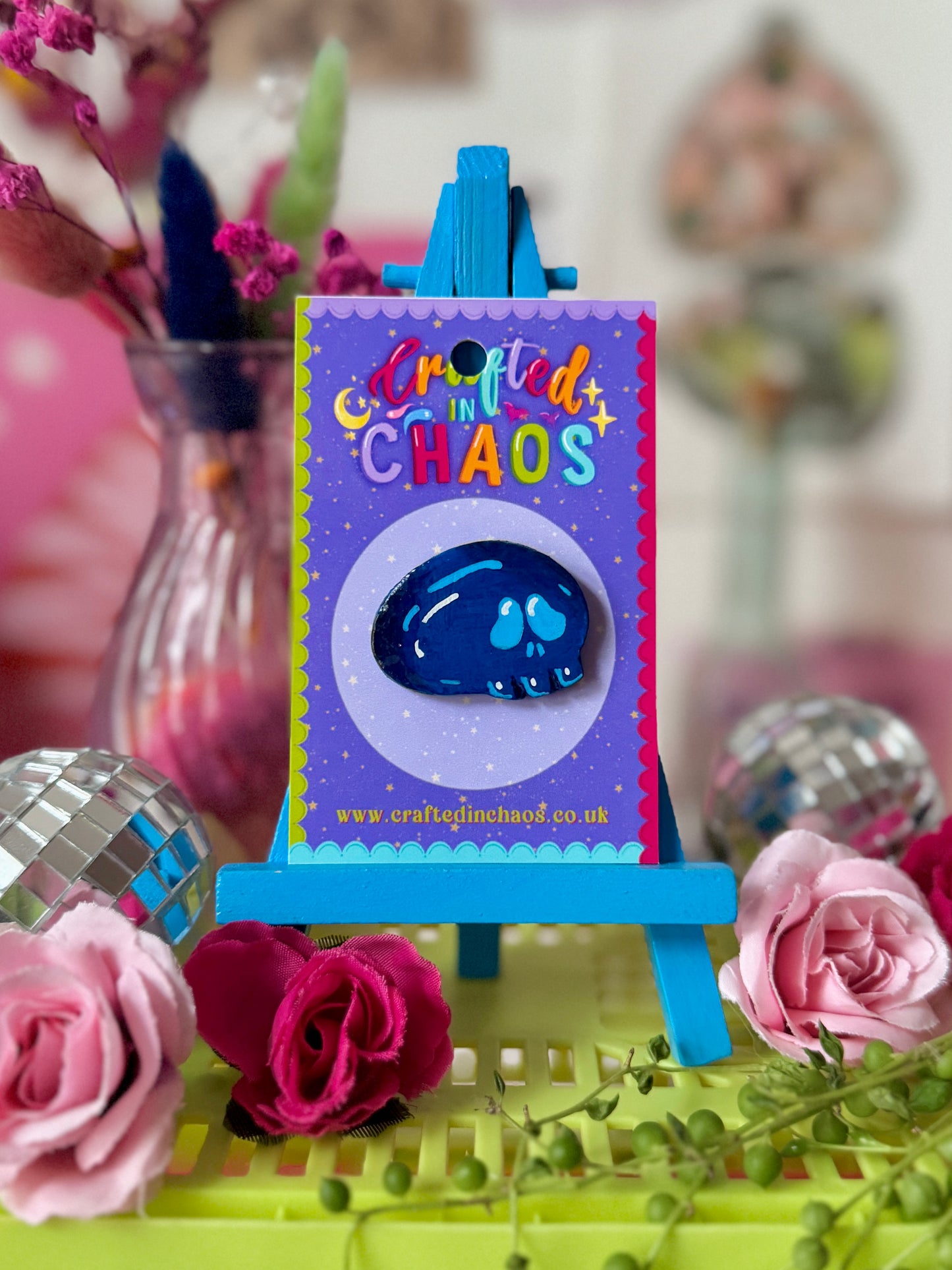 Navy Skull - Clay Pin