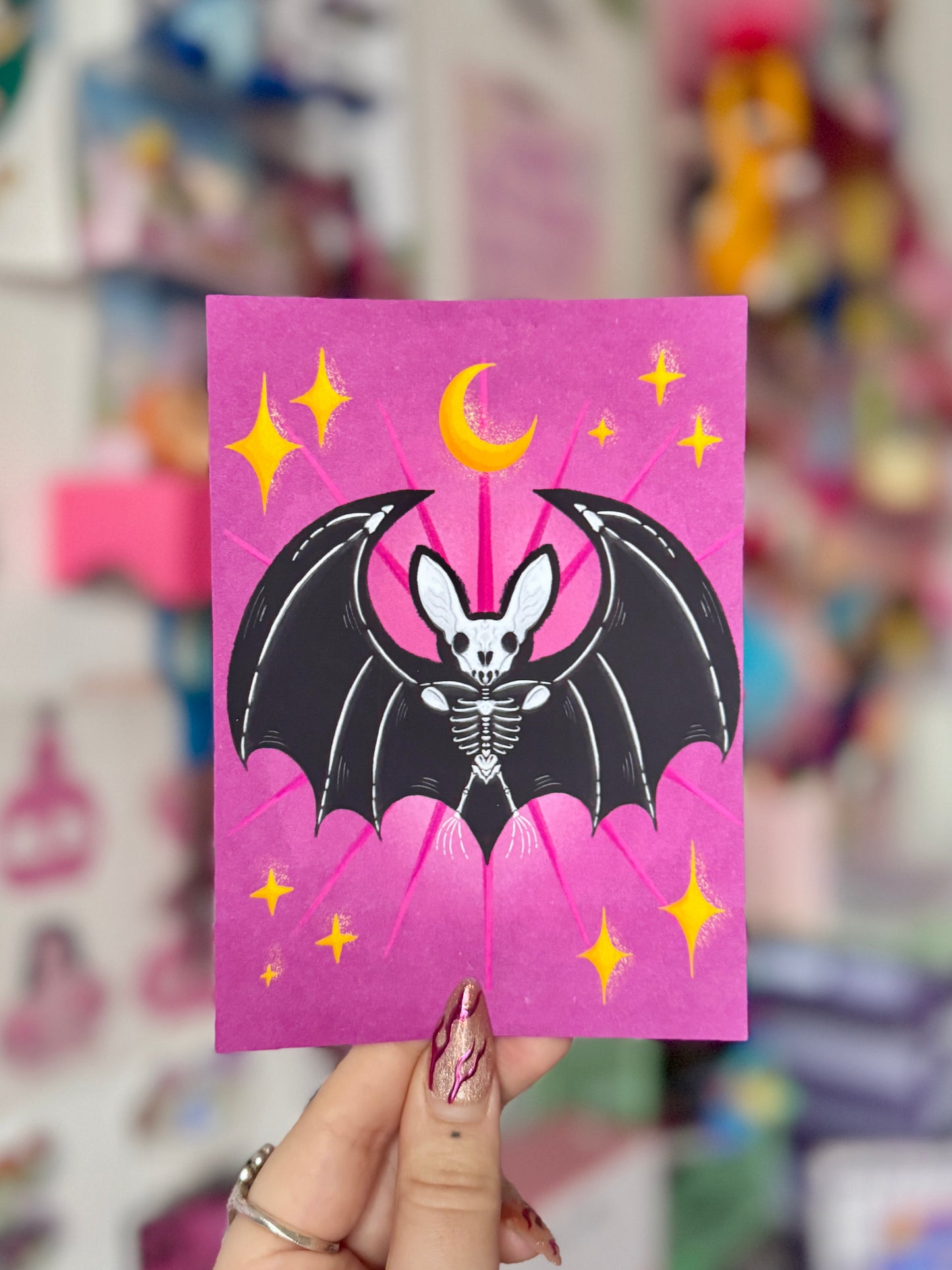 Skeleton Bat - A6 Postcard