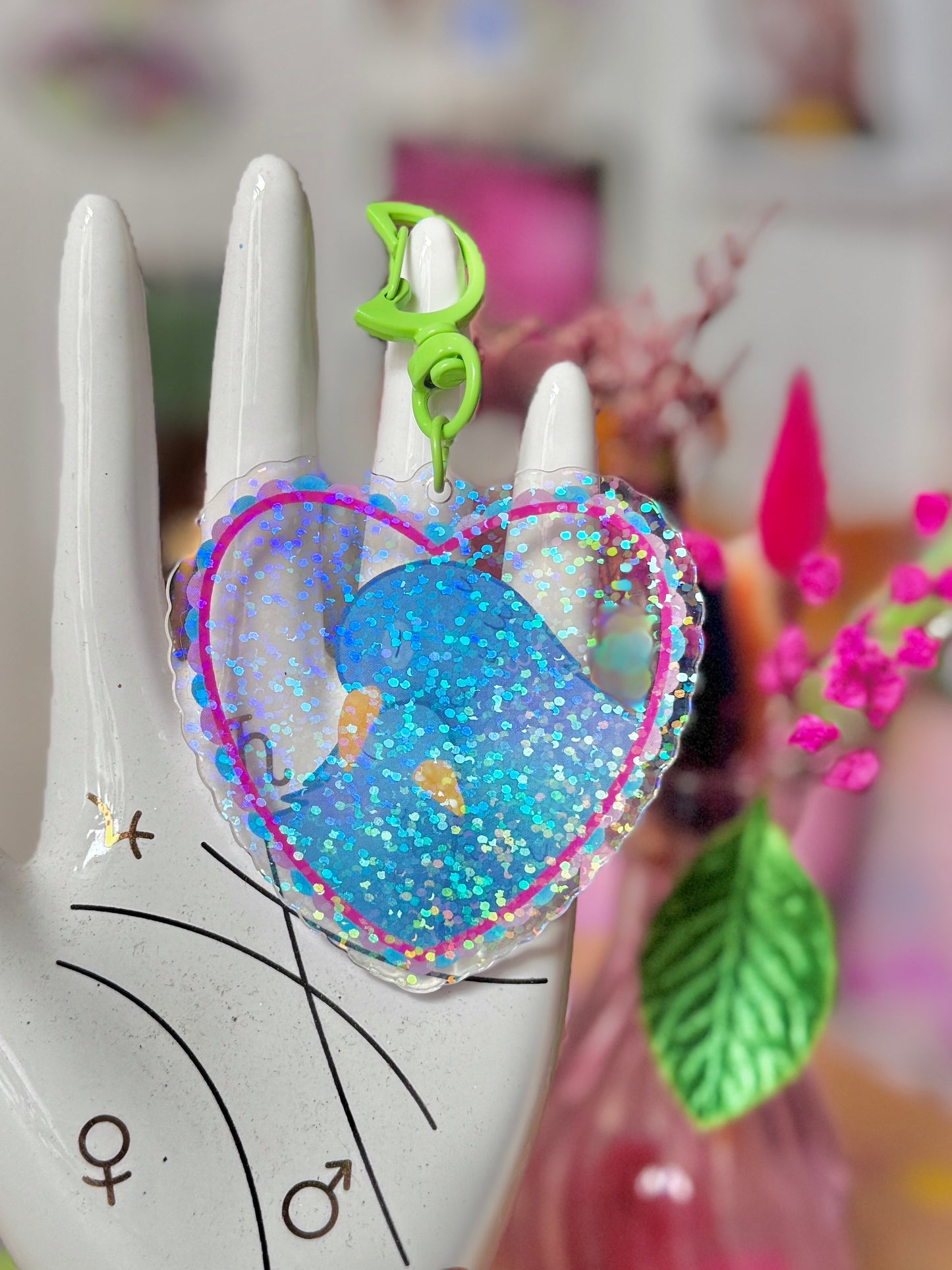 Pigeon Love Glitter Acrylic Keyring